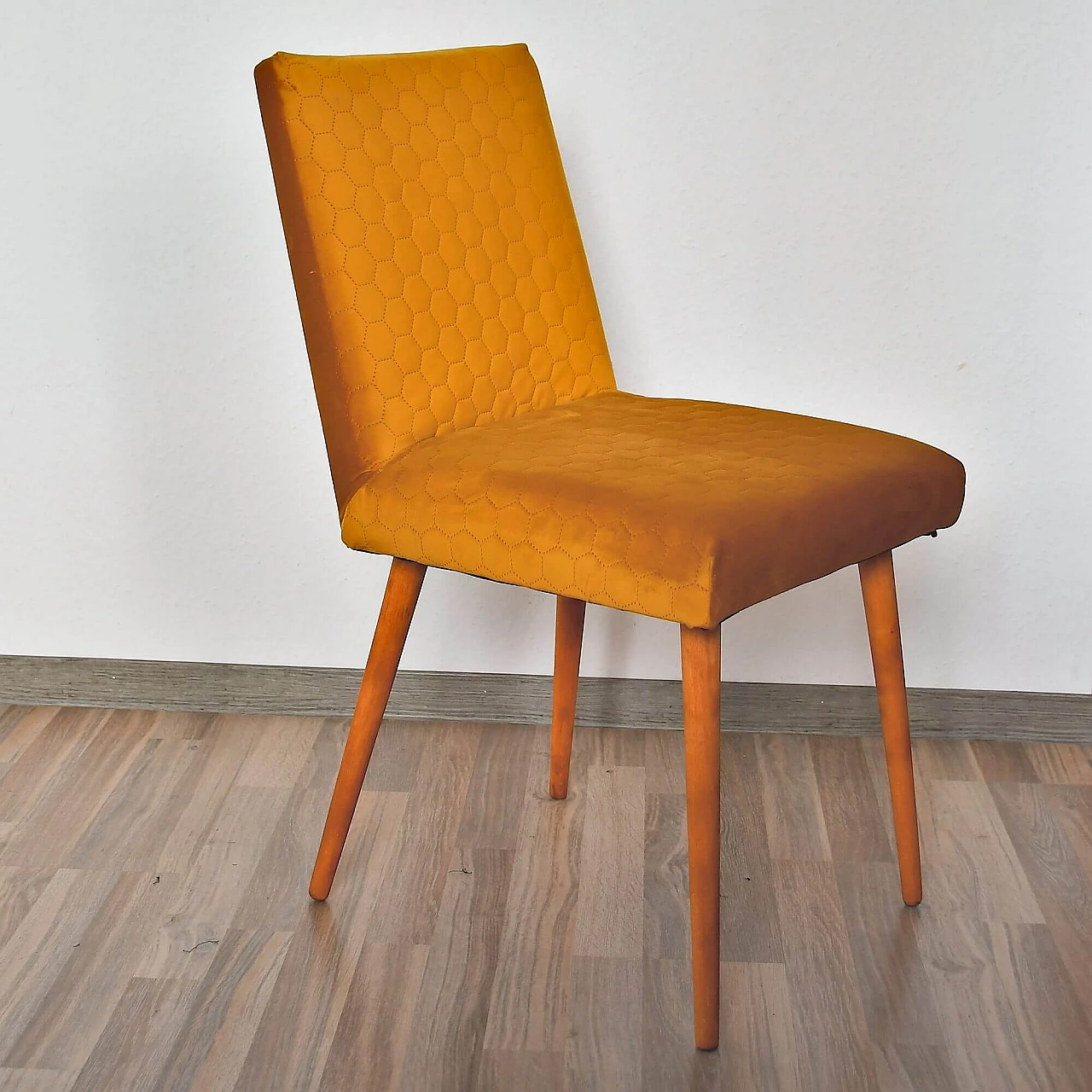 Yellow upholstered beech chair 200-244 for Słupskie Fabryki Mebli, 1970s 1