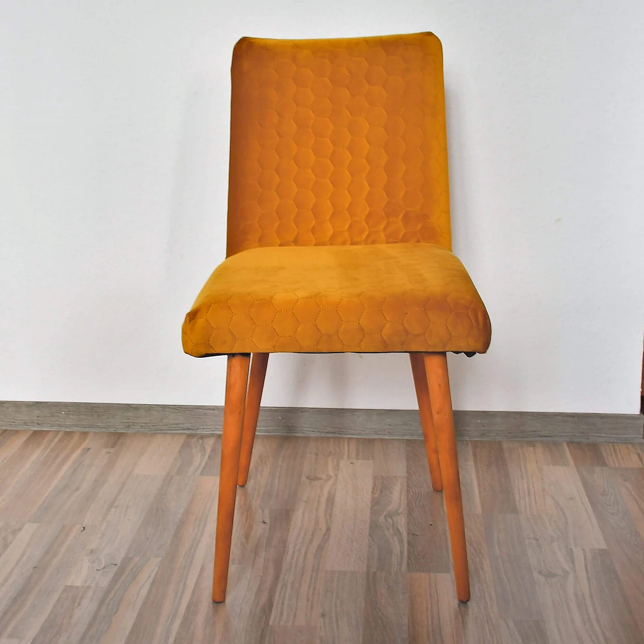 Yellow upholstered beech chair 200-244 for Słupskie Fabryki Mebli, 1970s 2