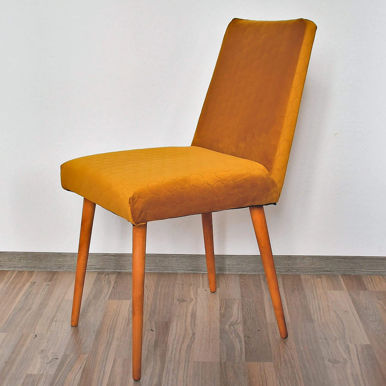 Yellow upholstered beech chair 200-244 for Słupskie Fabryki Mebli, 1970s 3