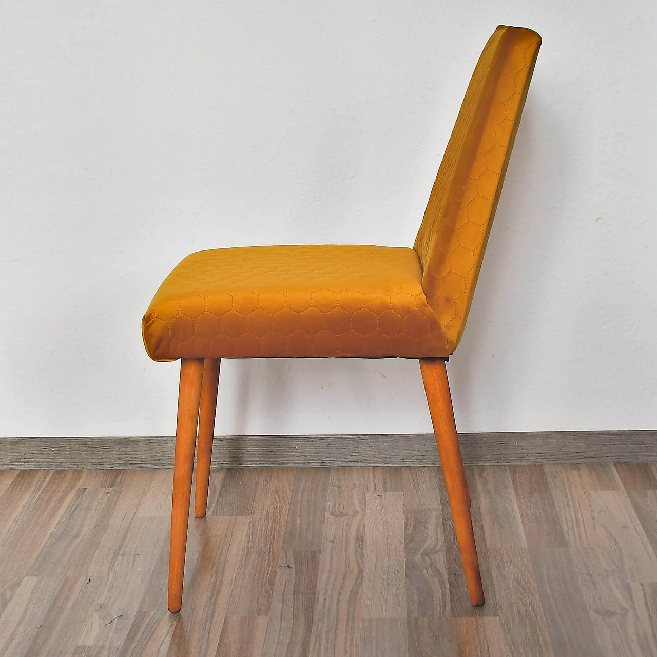 Yellow upholstered beech chair 200-244 for Słupskie Fabryki Mebli, 1970s 4