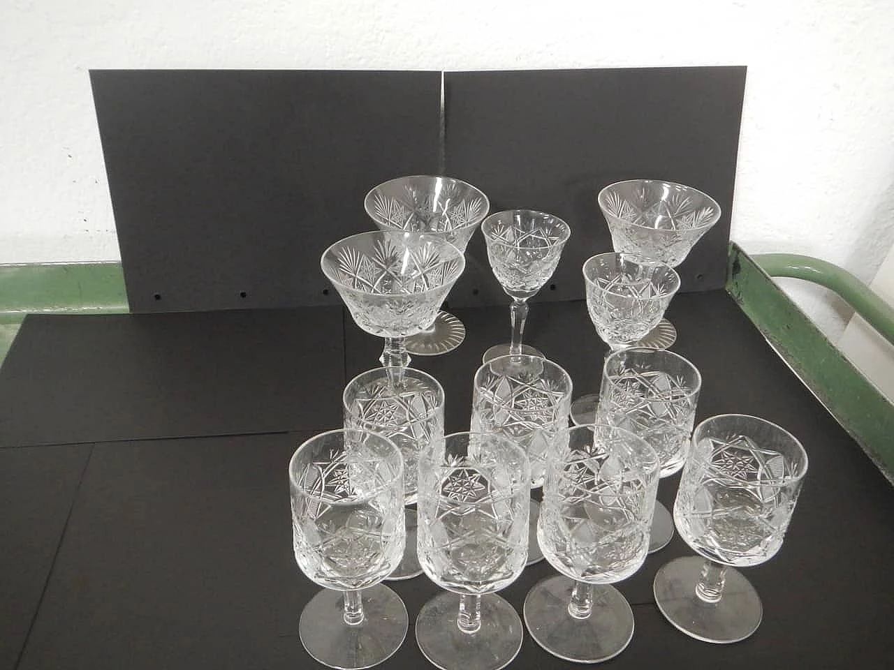 12 Crystal glasses, 1950s 1