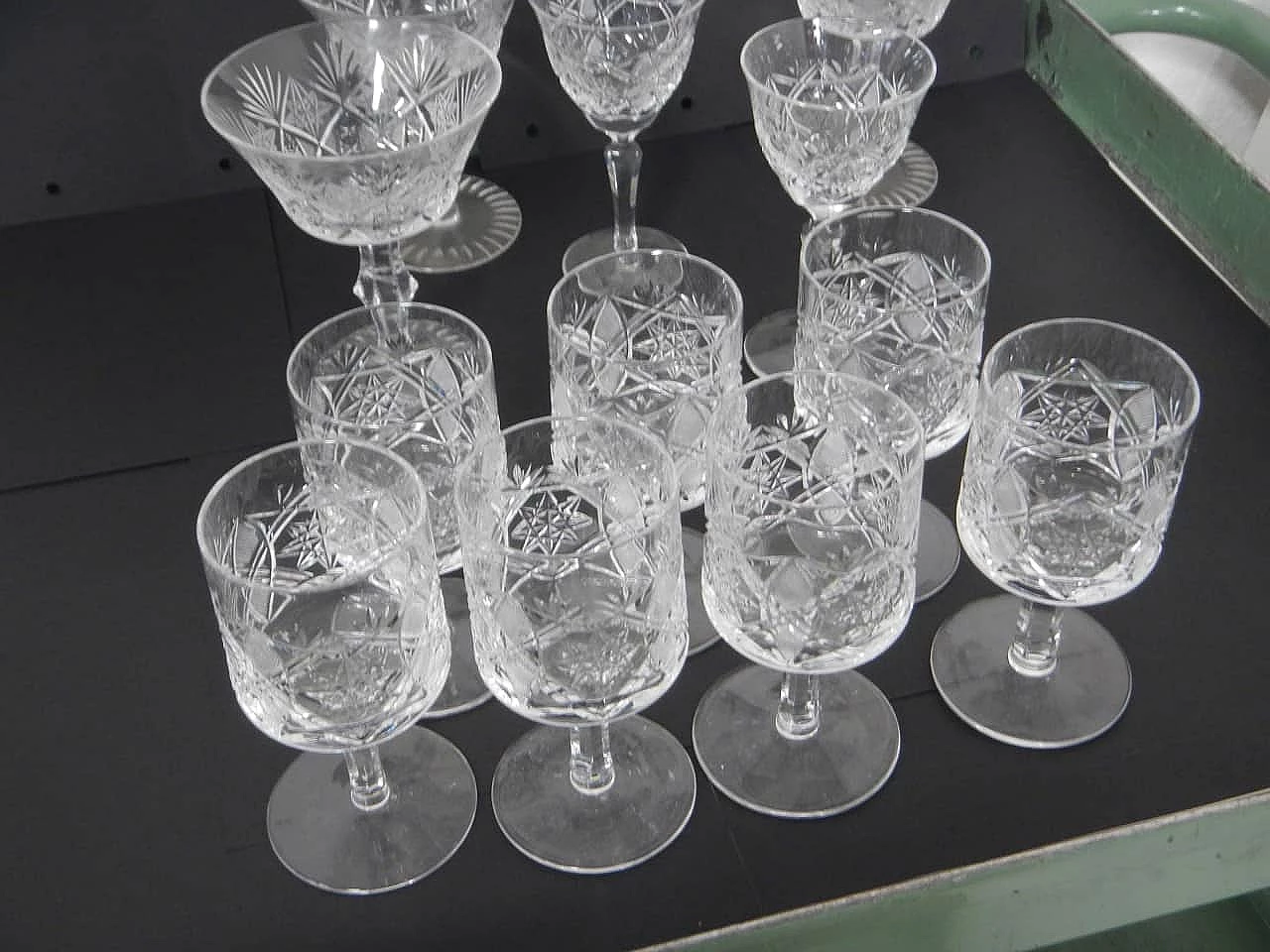 12 Crystal glasses, 1950s 3