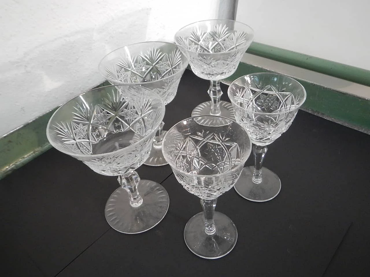 12 Crystal glasses, 1950s 4