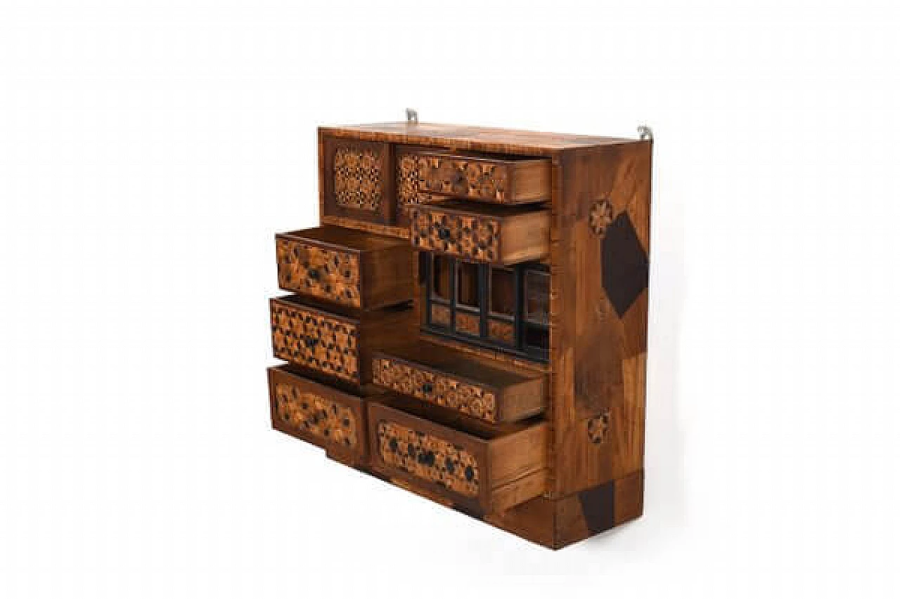 Tansu dresser in inlaid wood, 1920s 10