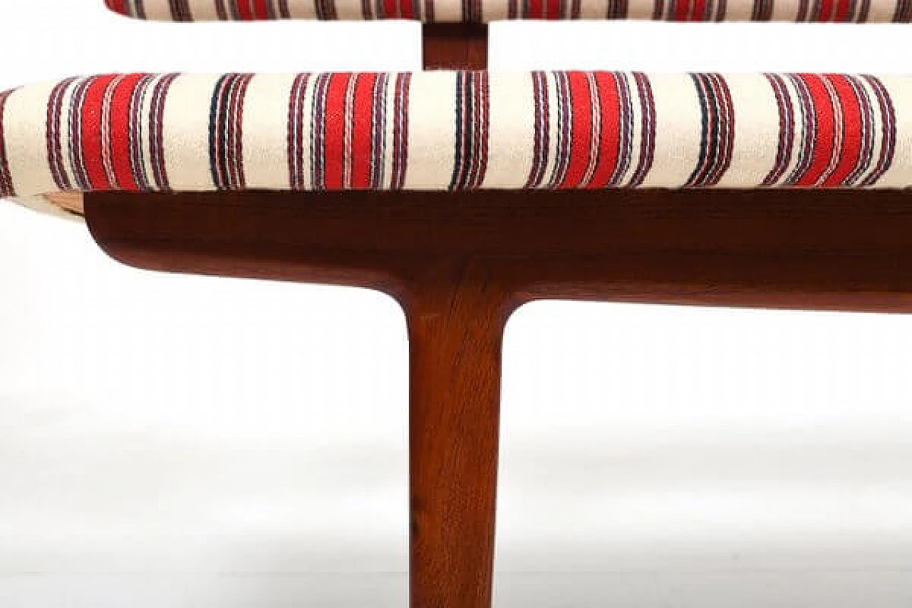 Teak and fabric bench by Ejnar Larsen and Aksel Bender Madsen, 1950s 13