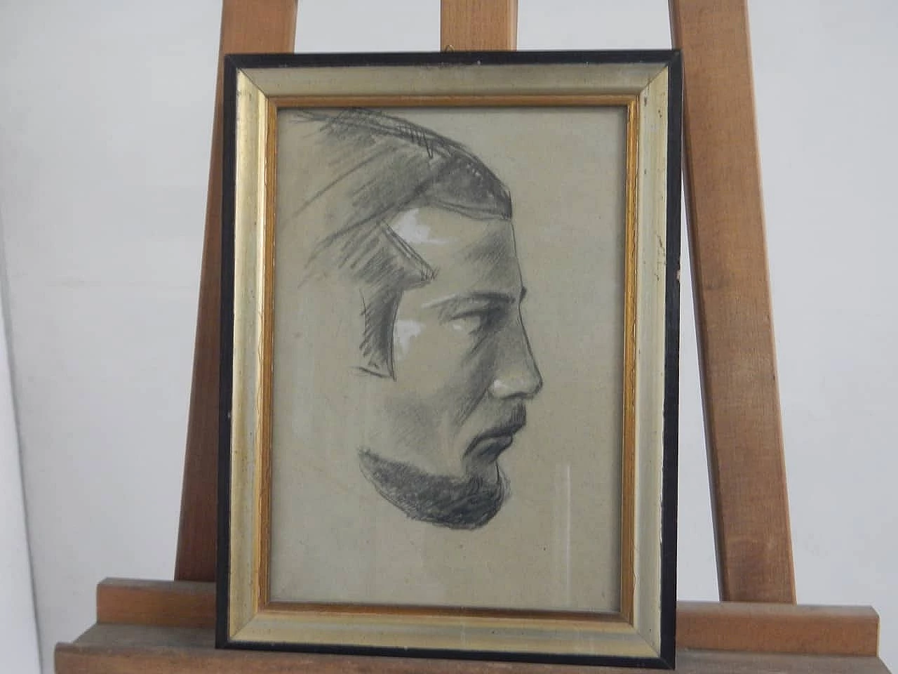 Mina Anselmi, Profiles of a man, charcoal on paper, 1940s 1