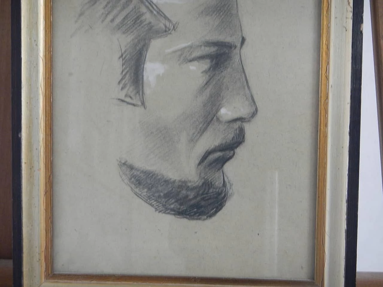 Mina Anselmi, Profiles of a man, charcoal on paper, 1940s 5