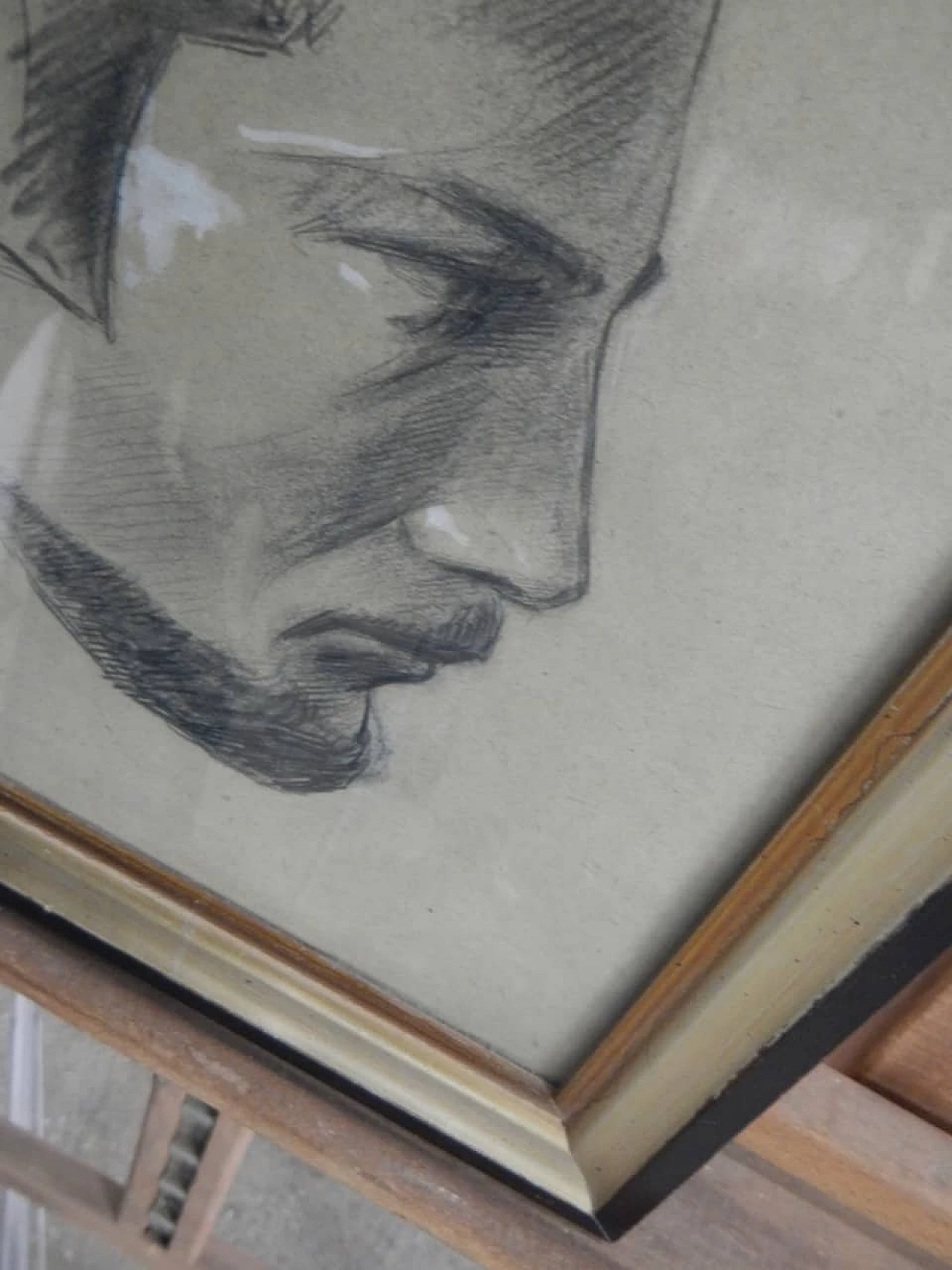 Mina Anselmi, Profiles of a man, charcoal on paper, 1940s 7