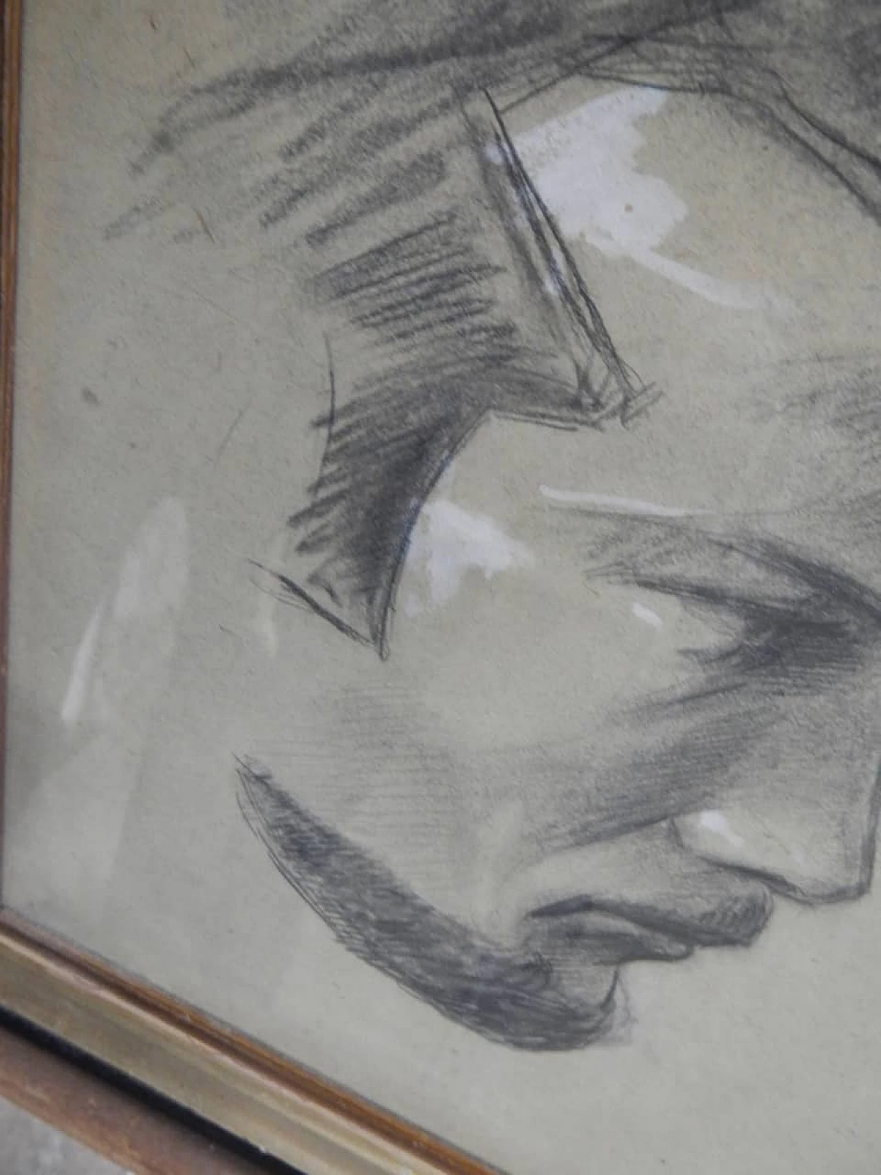 Mina Anselmi, Profiles of a man, charcoal on paper, 1940s 8