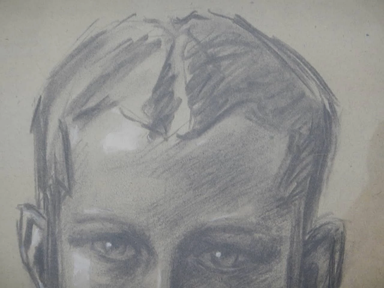 Mina Anselmi, Face of a man, charcoal on plywood, 1940s 7