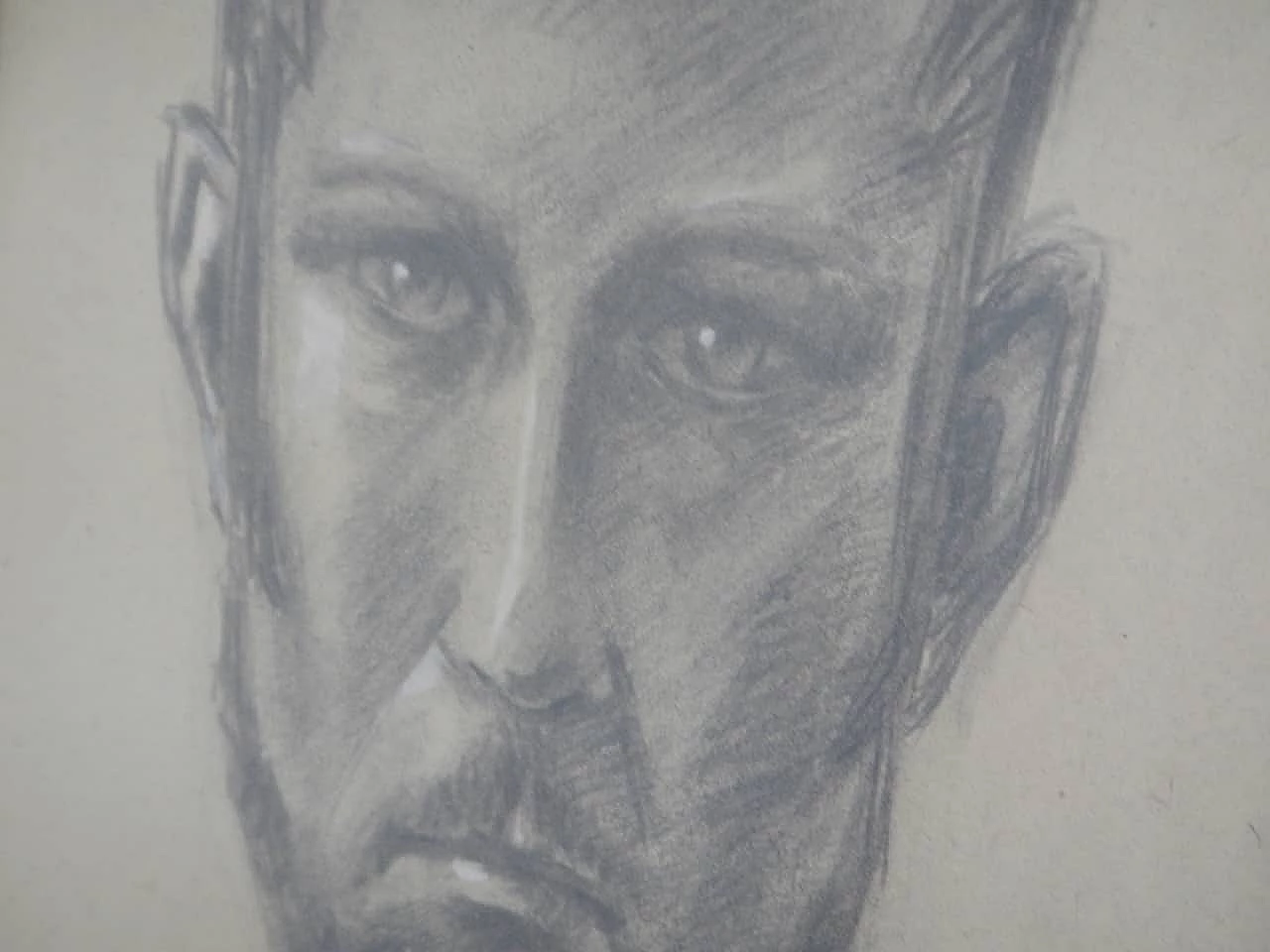 Mina Anselmi, Volto di uomo, carboncino su compensato, anni '40 9