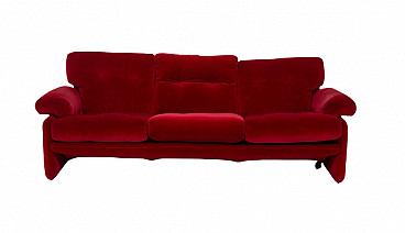 Red velvet Coronado sofa by Afra and Tobia Scarpa for B&B, 1960s