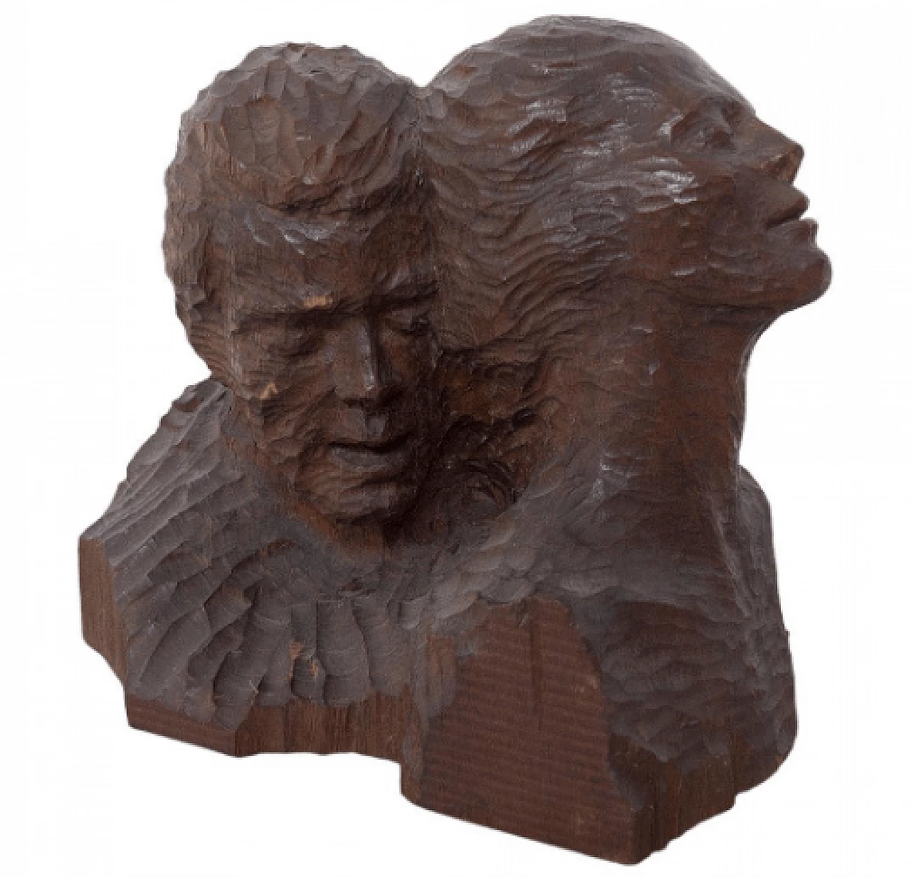 Scultura in legno di coppia di amanti attribuita a Pinuccio Sciola, anni '60 1