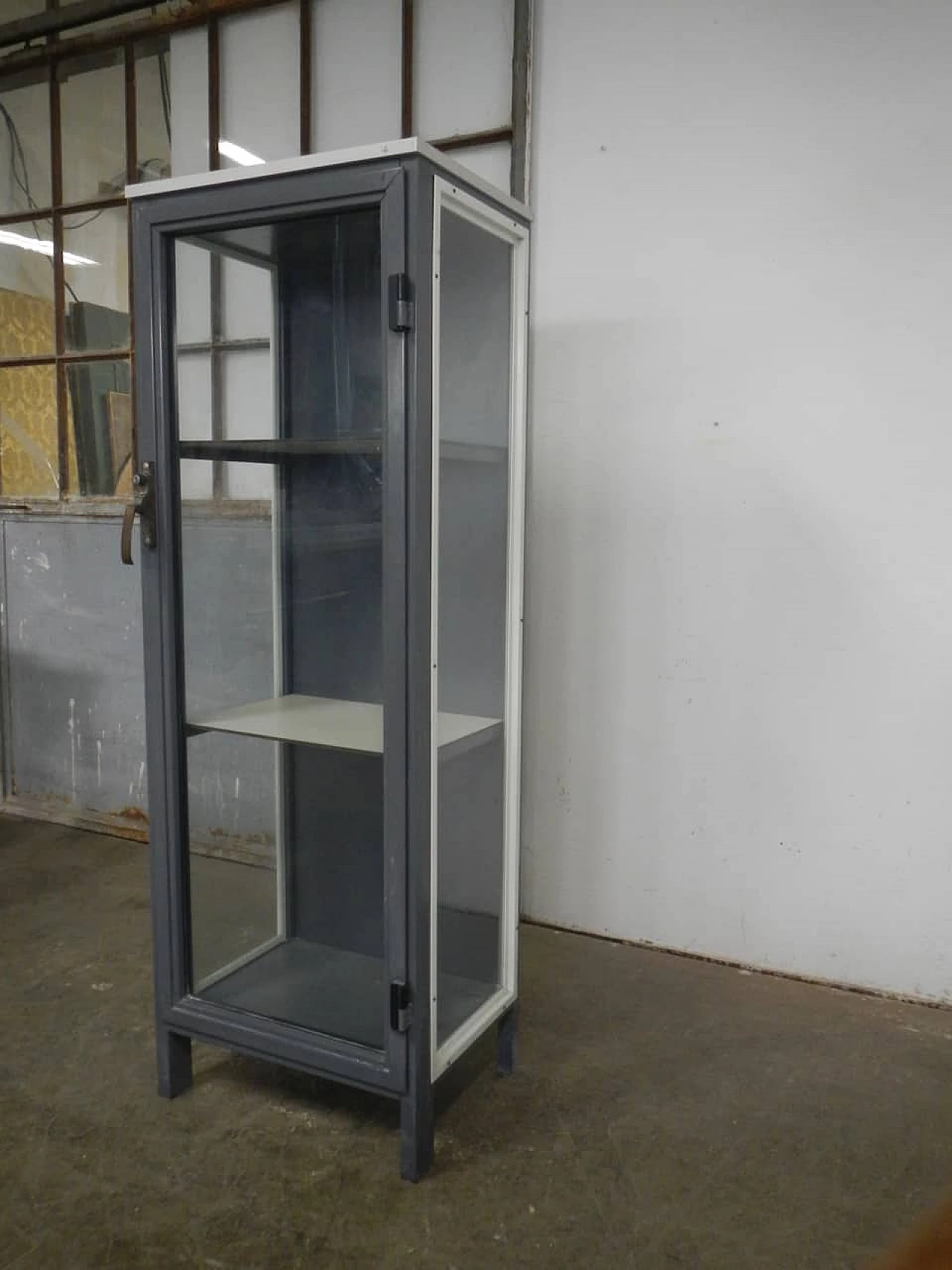 Painted iron laboratory glass cabinet, 1980s 5