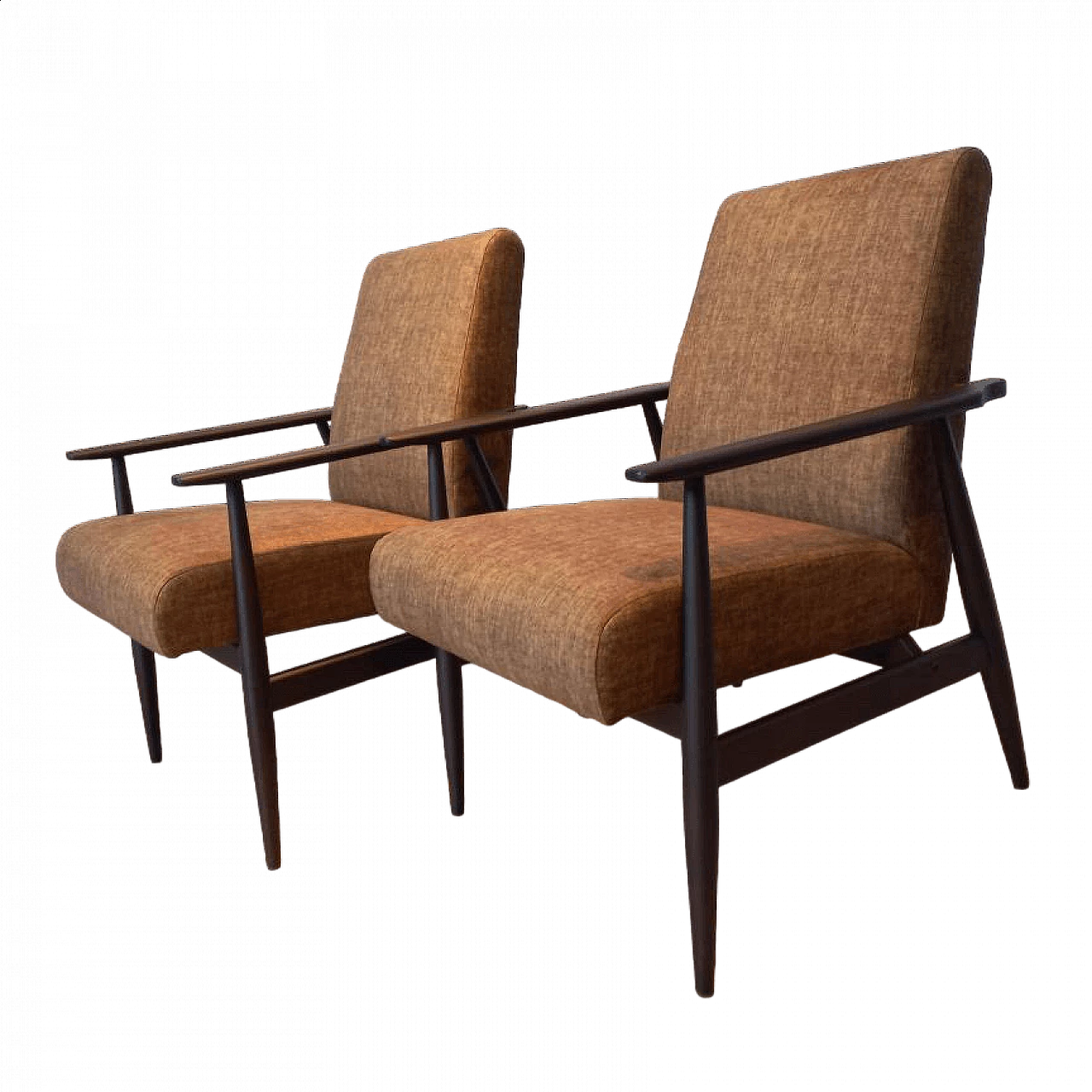 Pair of teak armchairs with fabric covers, 1960s 4
