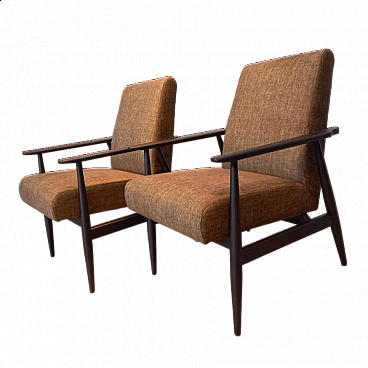 Pair of teak armchairs with fabric covers, 1960s