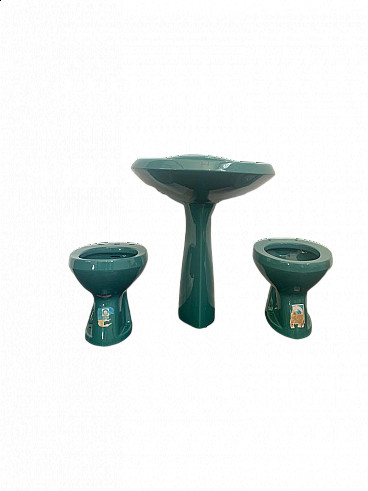Ellisse washbasin, bidet and toilet by Gio Ponti for Ideal Standard, 1970s