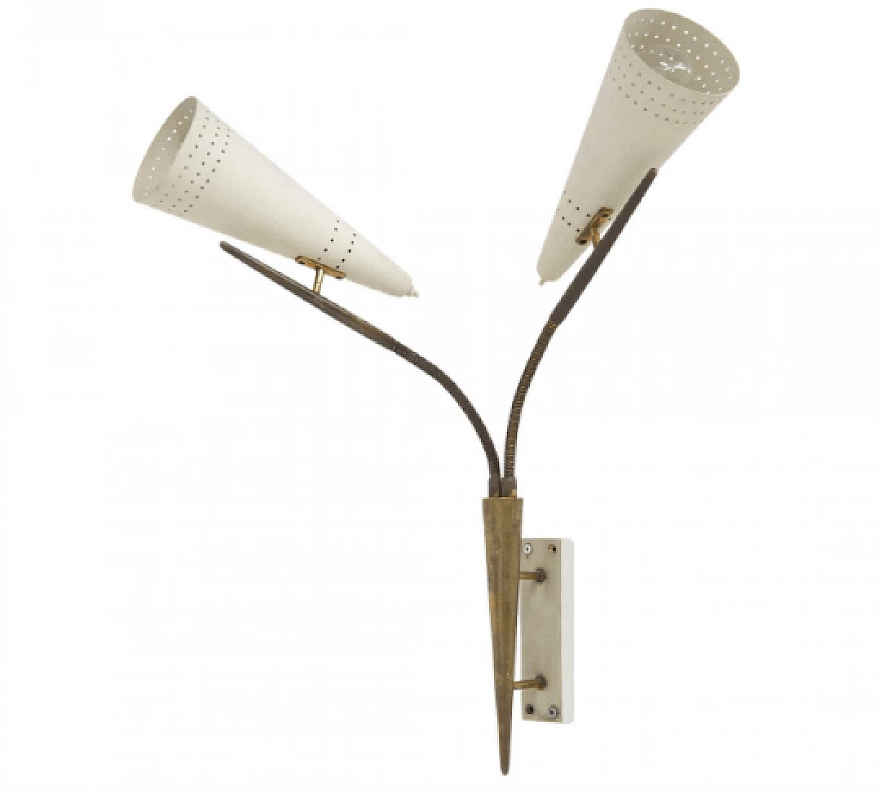 Pair of brass and aluminum sconces by Gilardi and Barzaghi, 1950s 1