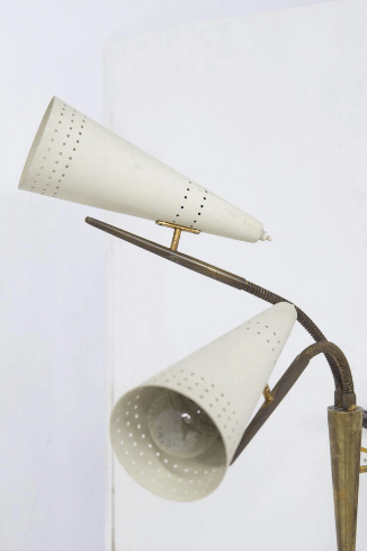 Pair of brass and aluminum sconces by Gilardi and Barzaghi, 1950s 6