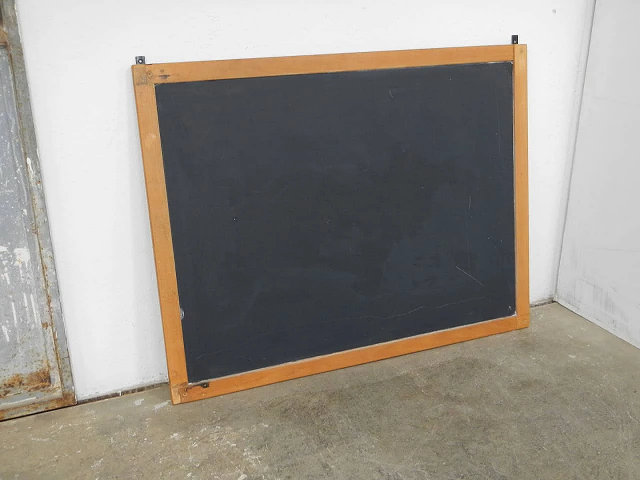 Slate wall-mounted school blackboard with beech frame, 1980s 1