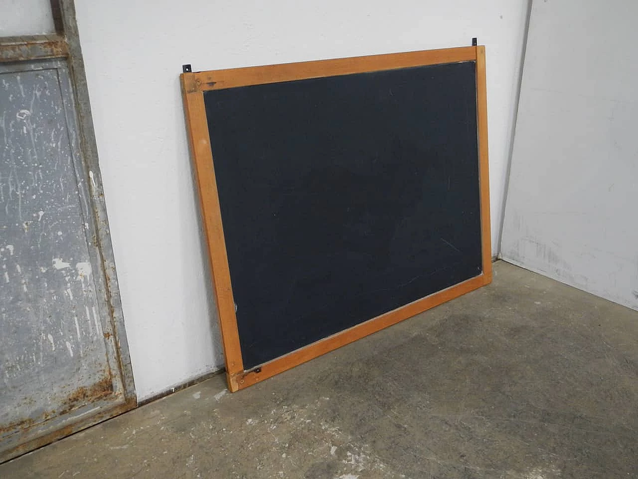 Slate wall-mounted school blackboard with beech frame, 1980s 2