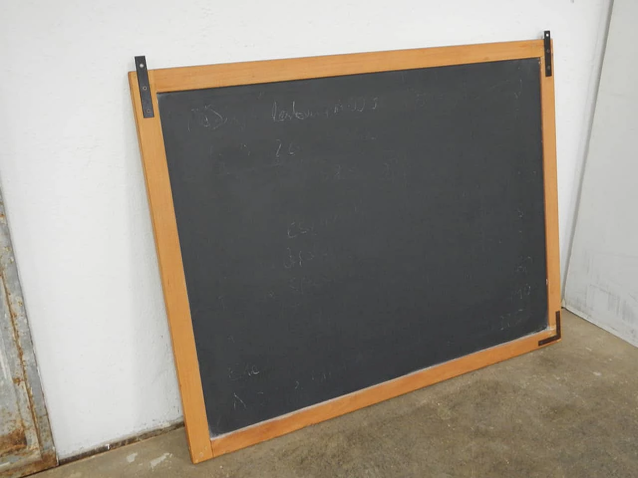 Slate wall-mounted school blackboard with beech frame, 1980s 7