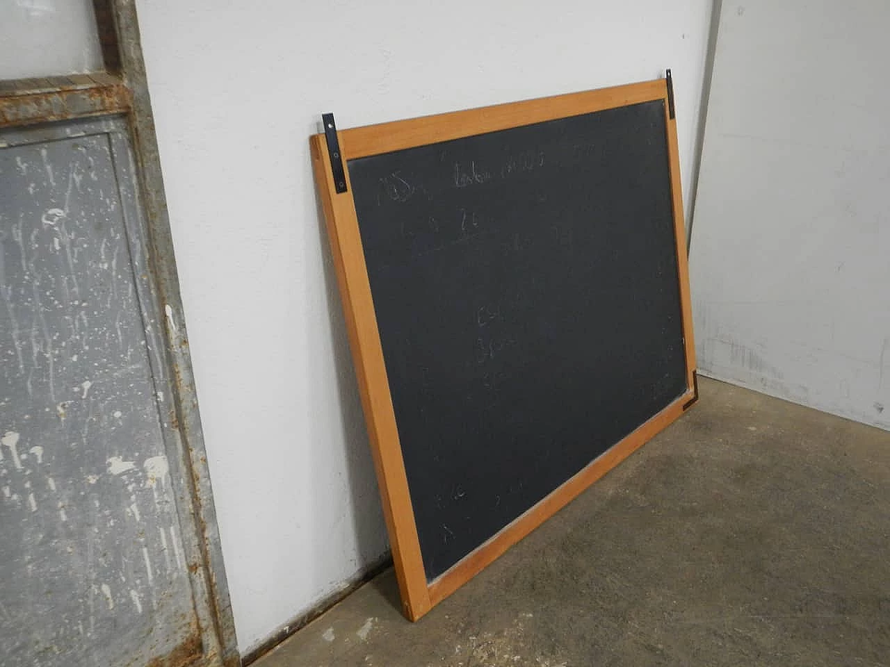 Slate wall-mounted school blackboard with beech frame, 1980s 8