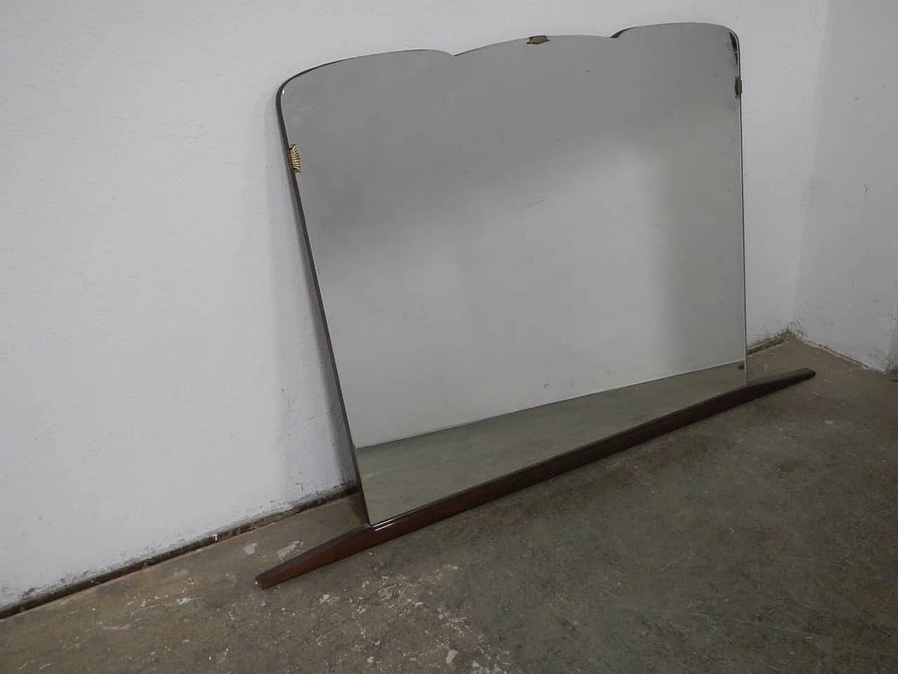 Mirror with wood lower frame, 1950s 1