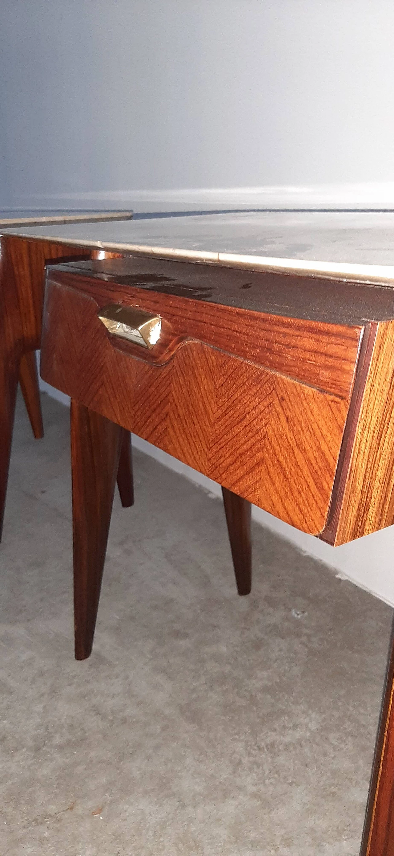 Pair of bedside tables in rosewood and Carrara marble top, 1960s 2