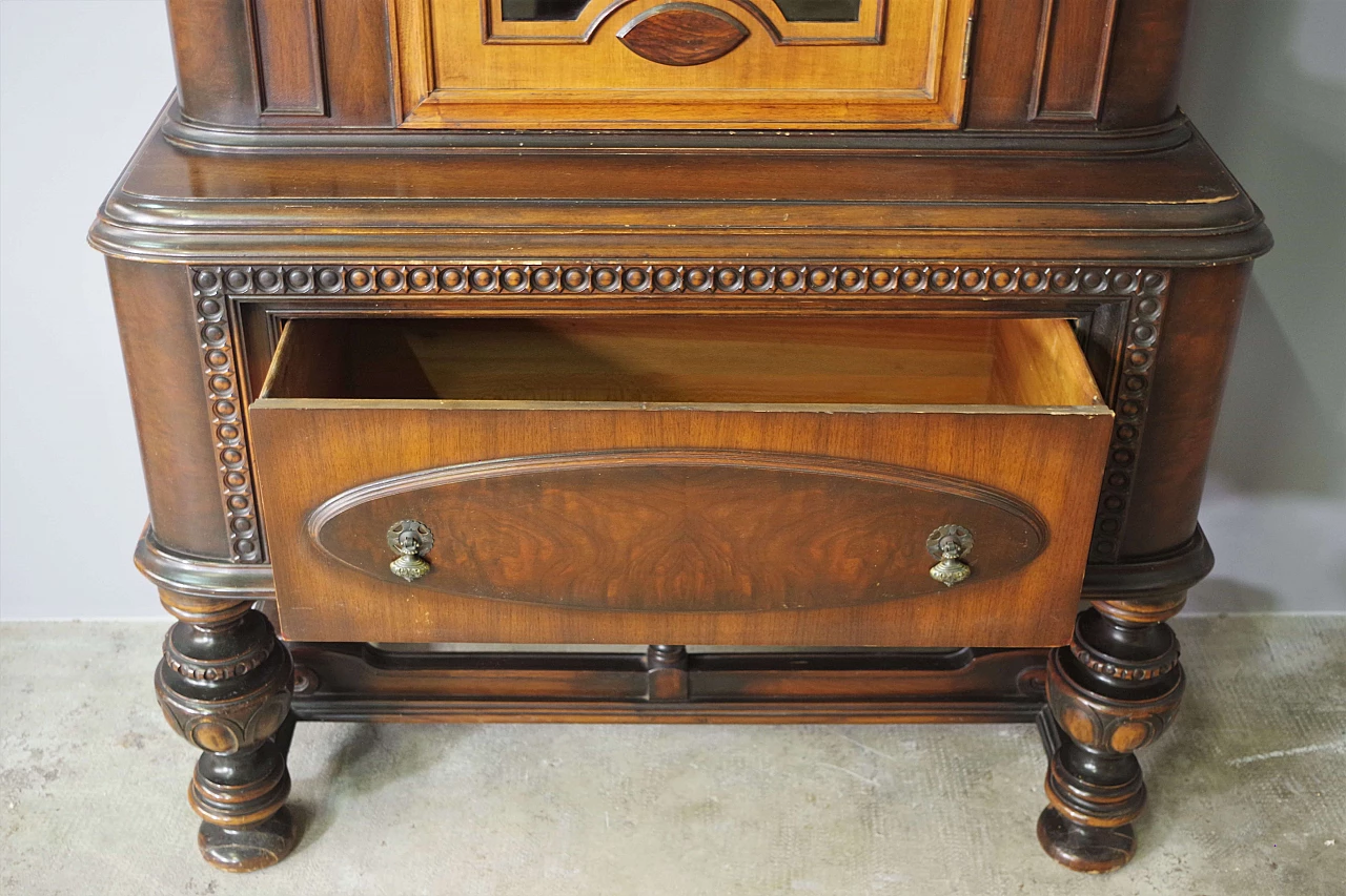Carved wooden showcase with large drawer, 1940s 6