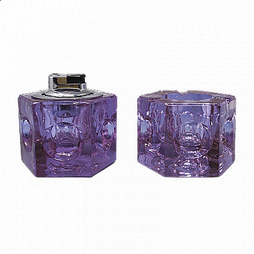 Murano glass table lighter and ashtray by Antonio Imperatore, 1970s