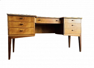English teak desk with drawers, 1950s