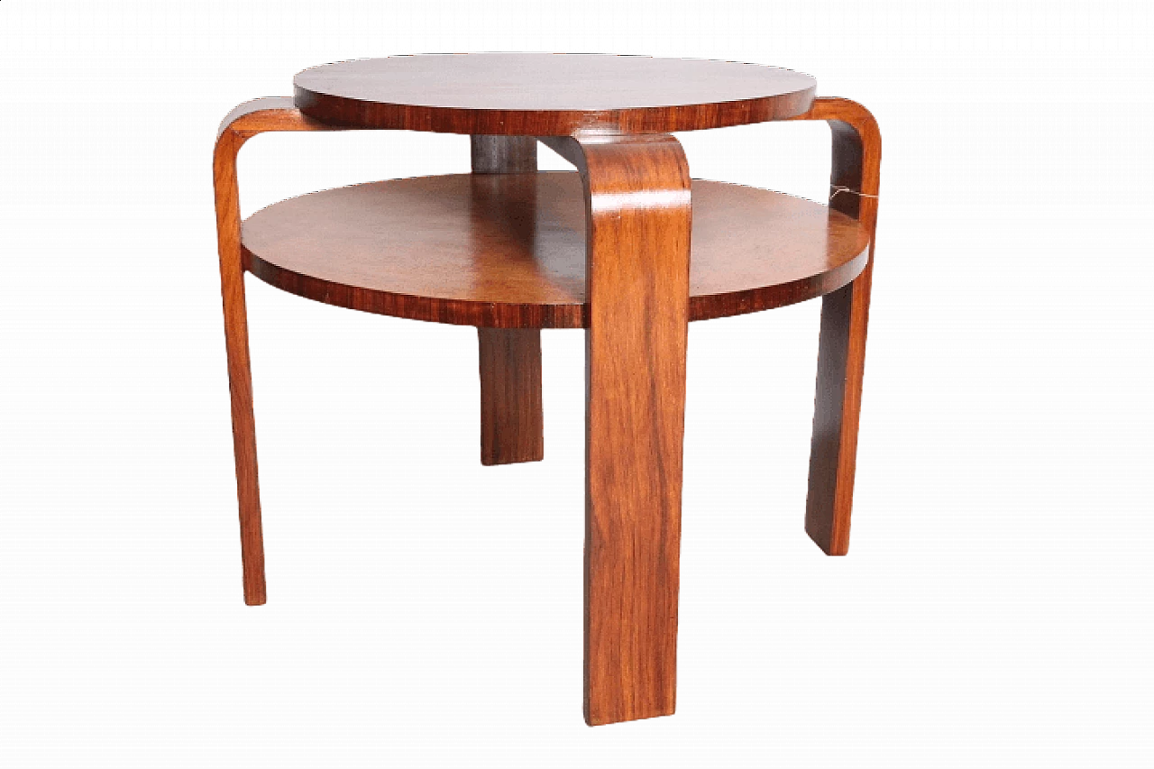 Art Deco walnut and briarwood center table, 1940s 9