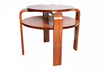 Art Deco walnut and briarwood center table, 1940s