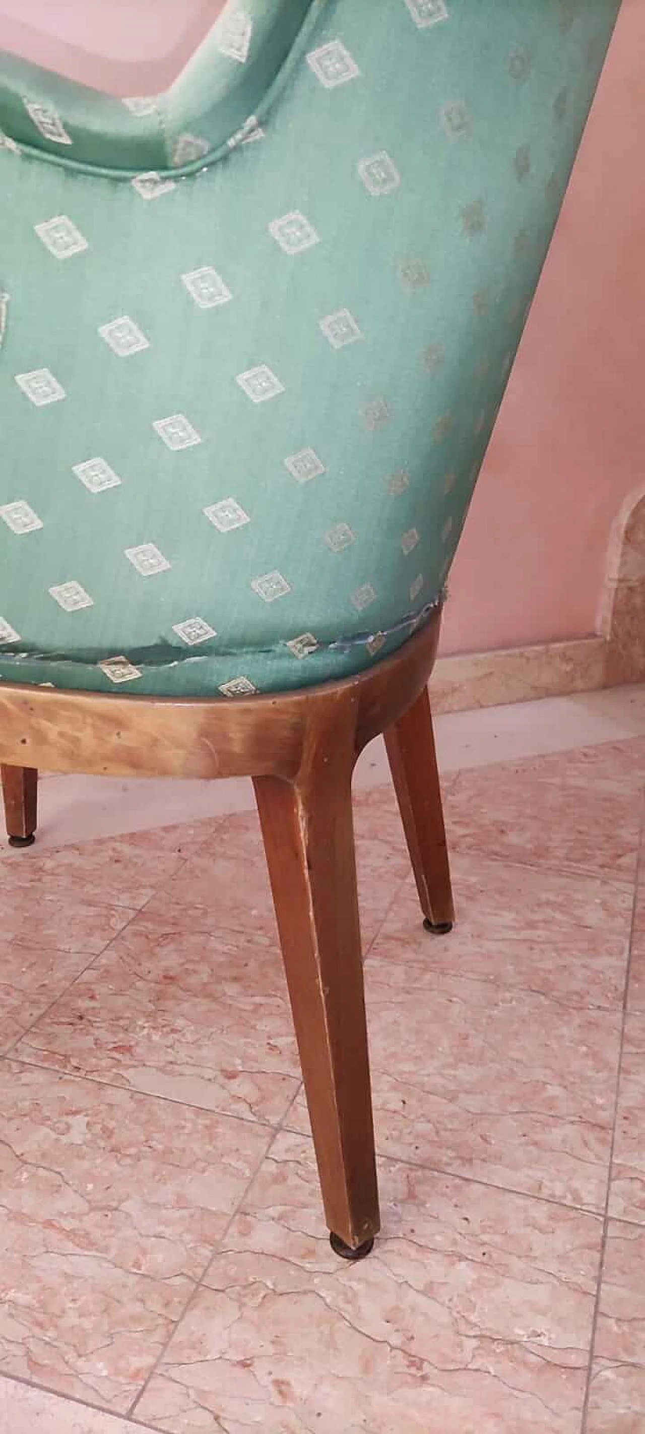 Poltrona in legno e tessuto di Figli di Amedeo Cassina, anni '50 2