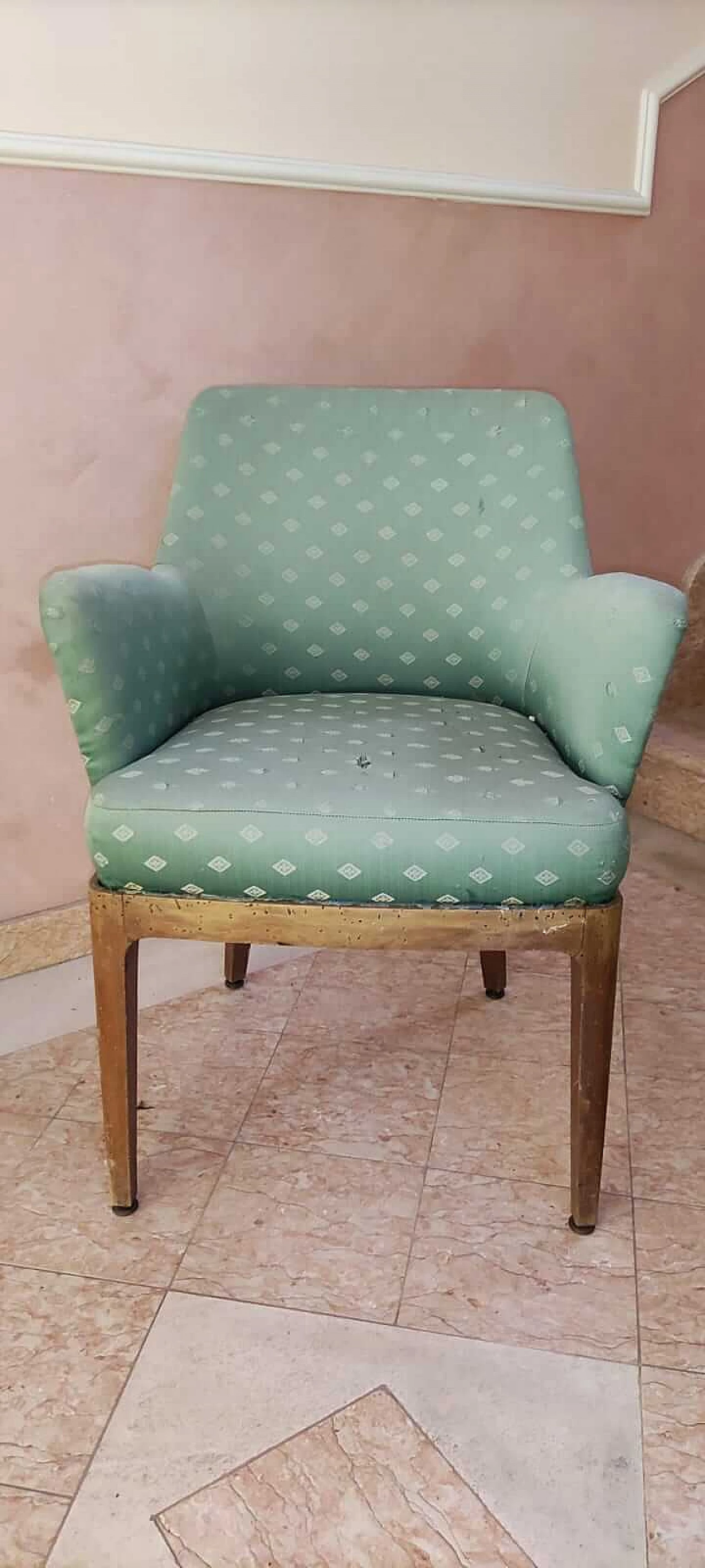 Poltrona in legno e tessuto di Figli di Amedeo Cassina, anni '50 4