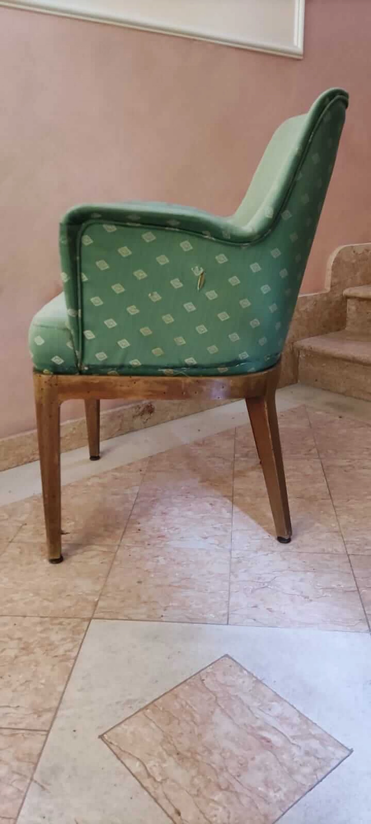 Poltrona in legno e tessuto di Figli di Amedeo Cassina, anni '50 8