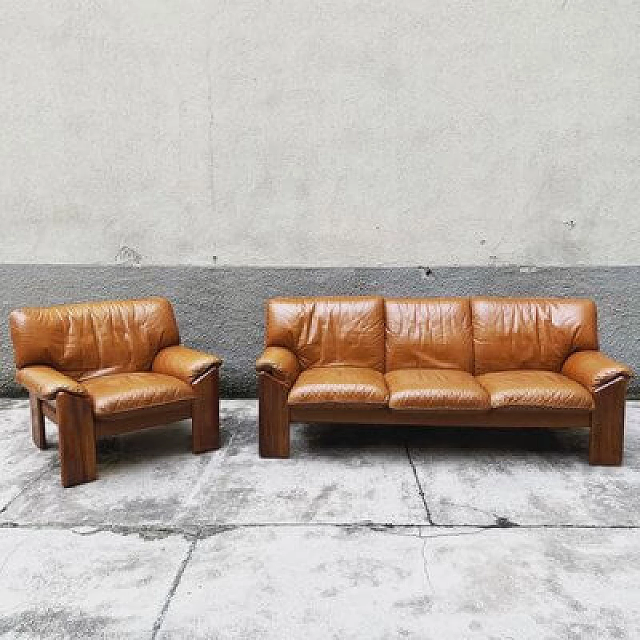 Sofa and armchair by Mario Marenco for Mobil Girgi, 1970s 1