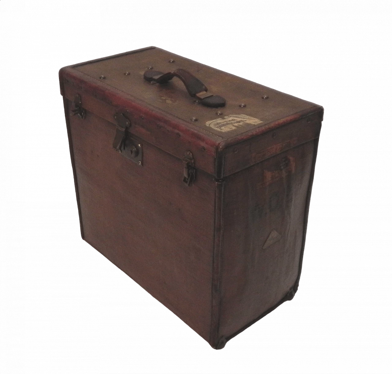 Travel trunk in wood, jute and leather, 1940s 21
