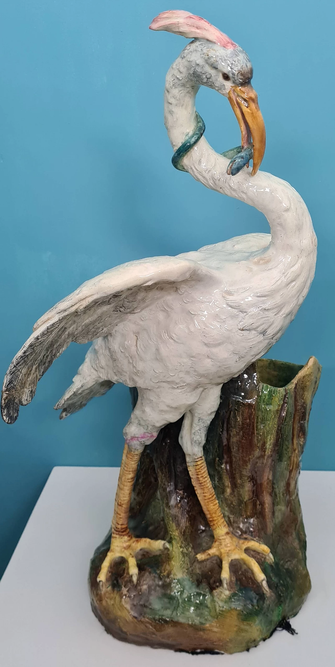 Ceramic vase with sculpture of grey heron, 1950s 2