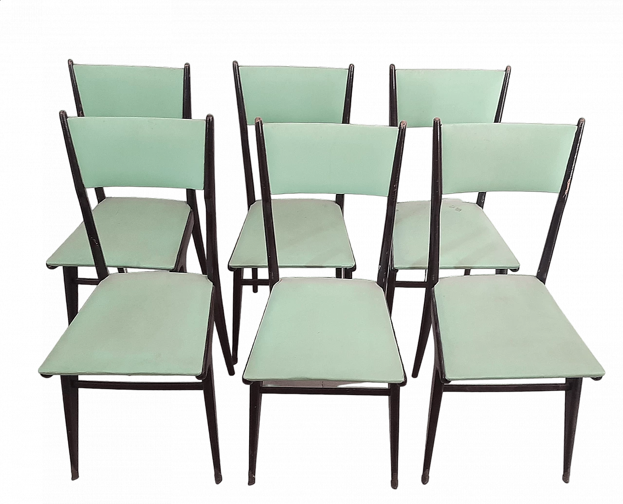 6 Chairs by Ico Parisi with brass frieze, 1950s 10