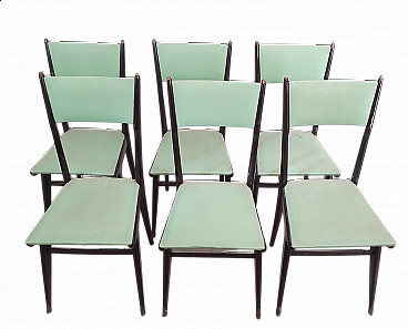 6 Chairs by Ico Parisi with brass frieze, 1950s