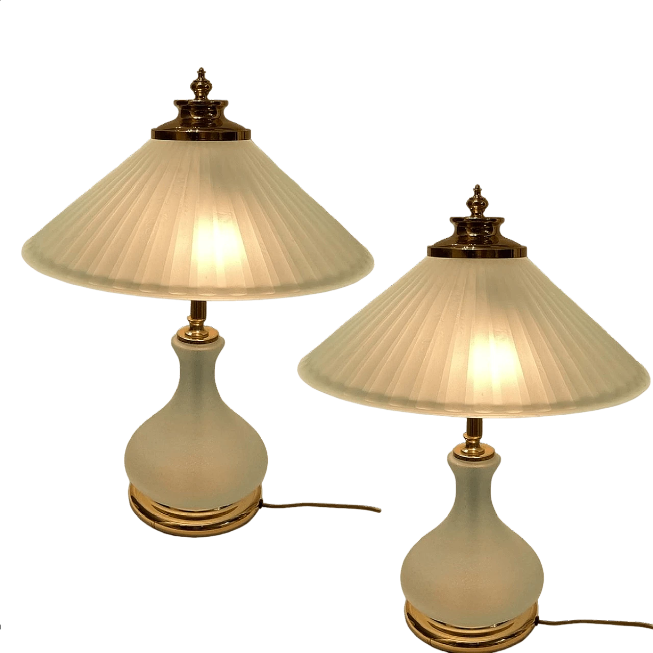 Pair of frosted glass table lamps, 1980s 5