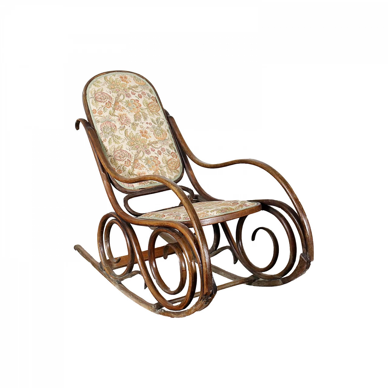 Sedia a dondolo in faggio curvato, anni '40 1