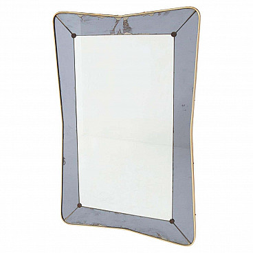 Wall mirror with brass and glass frame, 1950s