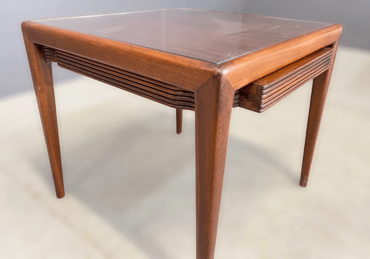 Pair of square mahogany side tables by Osvaldo Borsani, 1950s 8