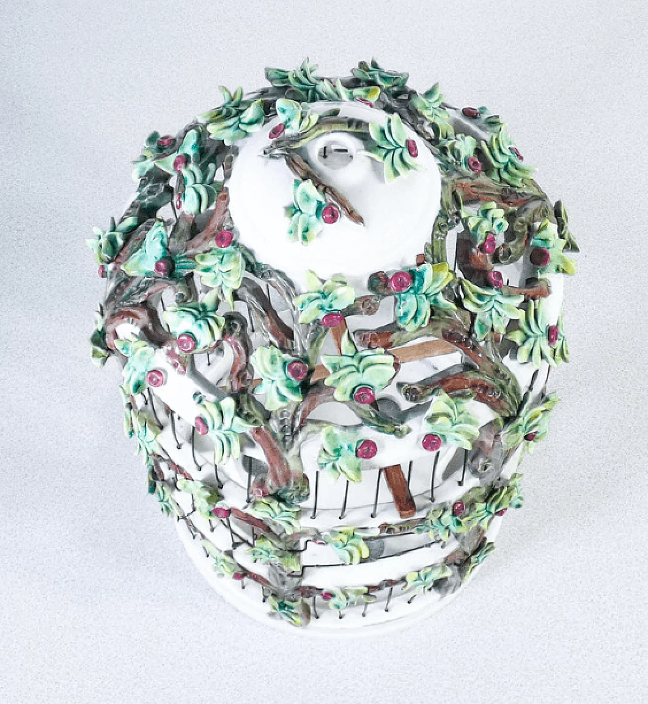 Voliera in ceramica dipinta a mano, inizio '900 5
