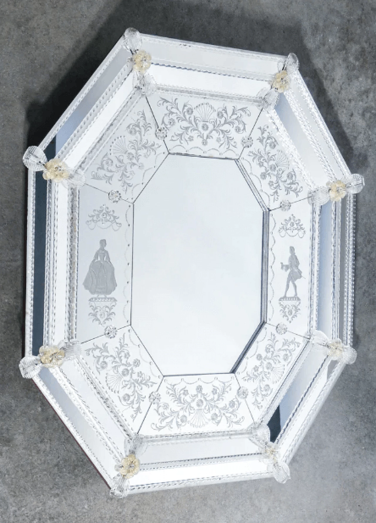 Specchio con elementi in vetro soffiato di Murano, '800 5