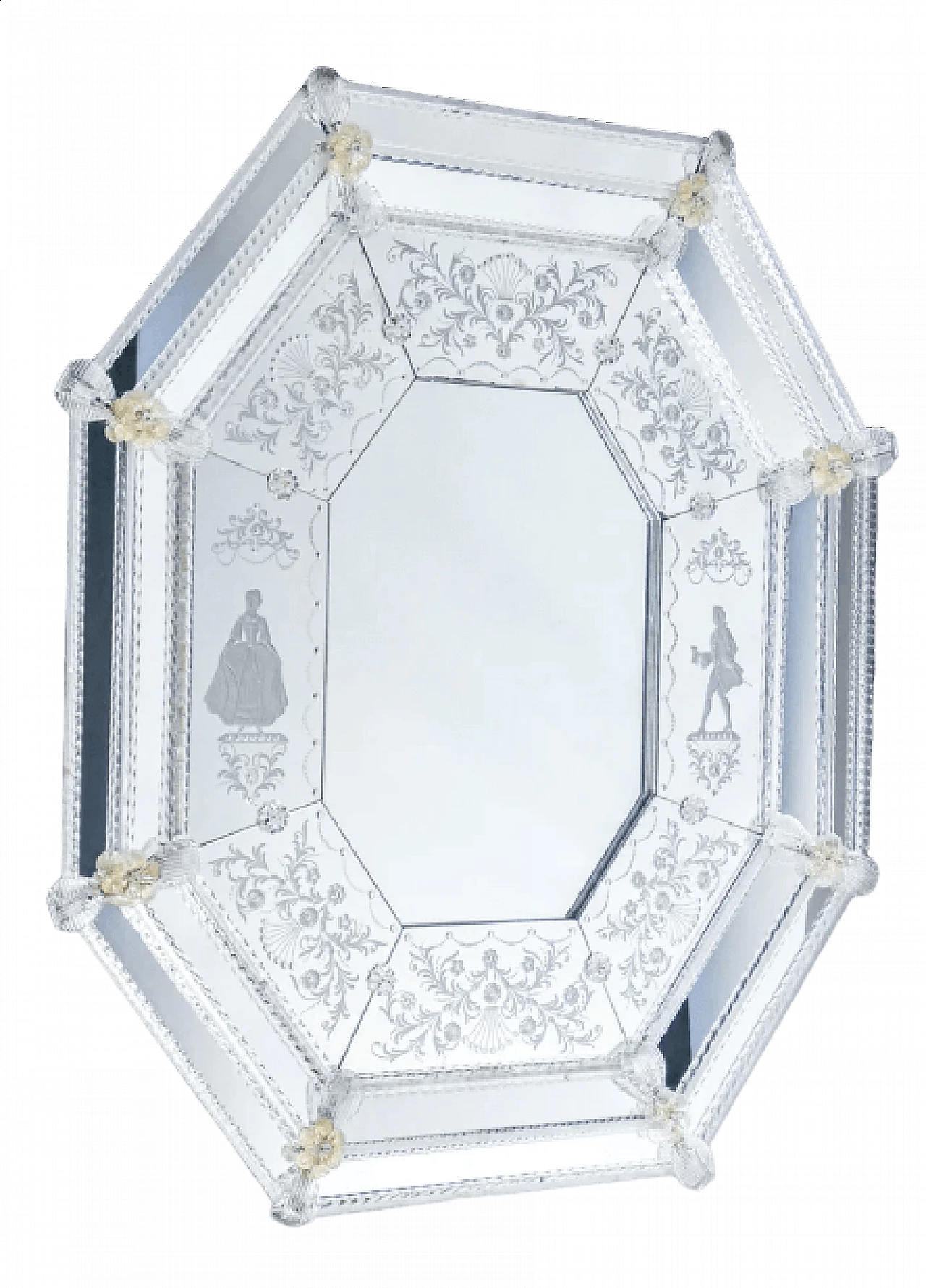 Specchio con elementi in vetro soffiato di Murano, '800 11