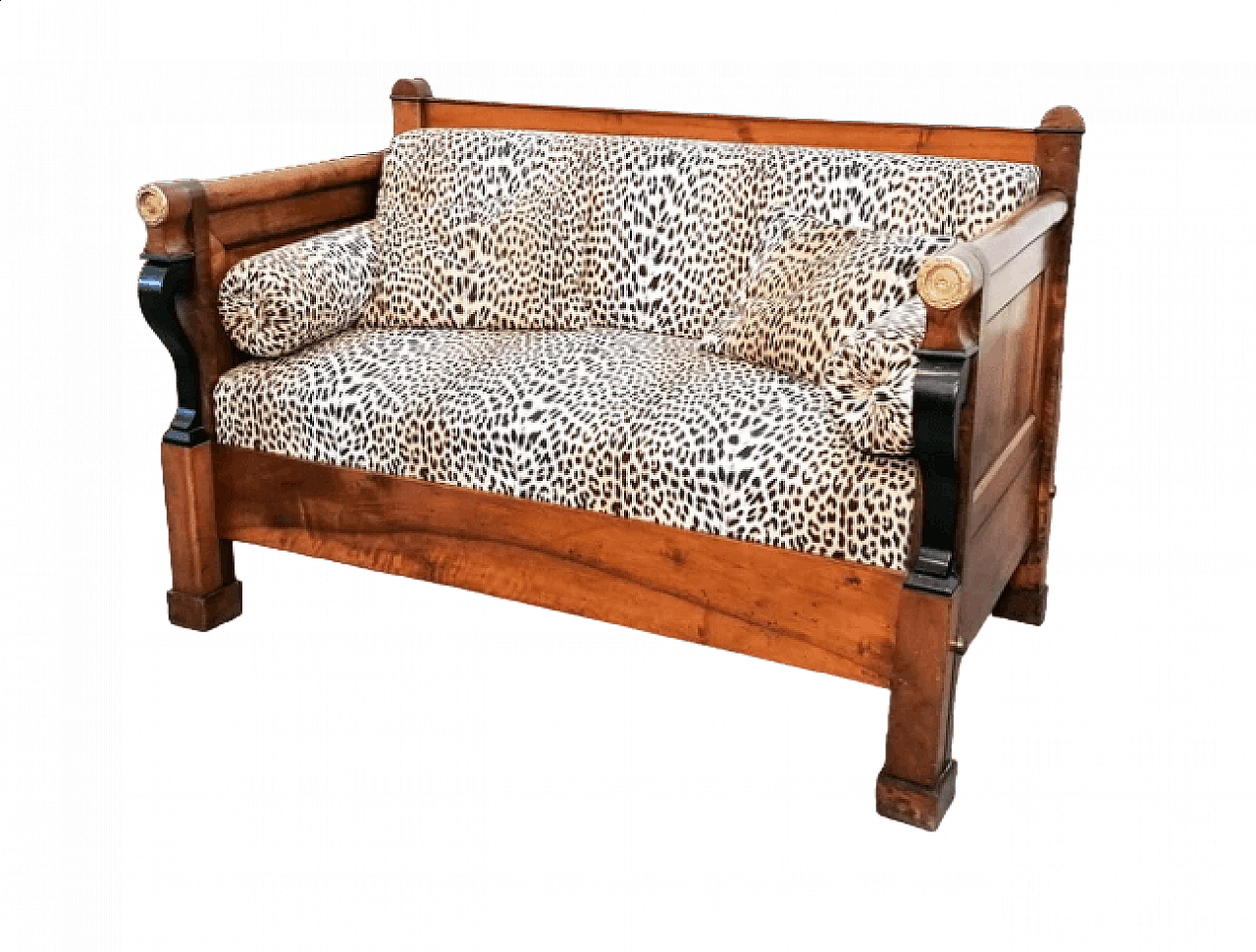 Empire sofa in solid walnut with animalier upholstery, 19th century 10